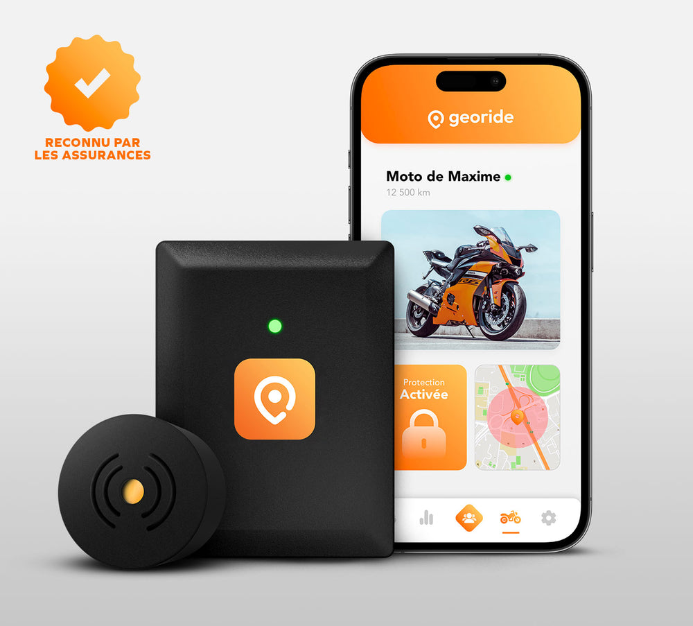 Comparison of GPS trackers for motorcycles: GeoRide, Pégase, Monimoto.
